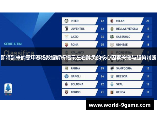 即将到来的意甲赛场数据解析揭示左右胜负的核心因素关键与趋势判断